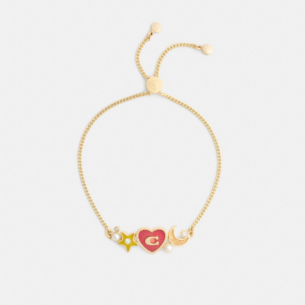 Coach Celestial Stars And Hearts Slider Bracelet Gold Multi