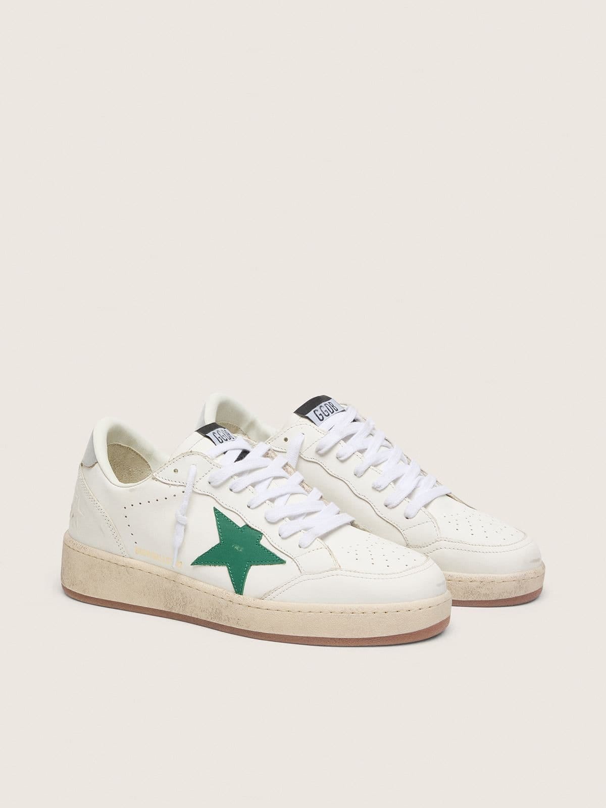 Golden Goose Womens Ball Star With Green Leather Star And Metallic Leather Heel Tab Womens