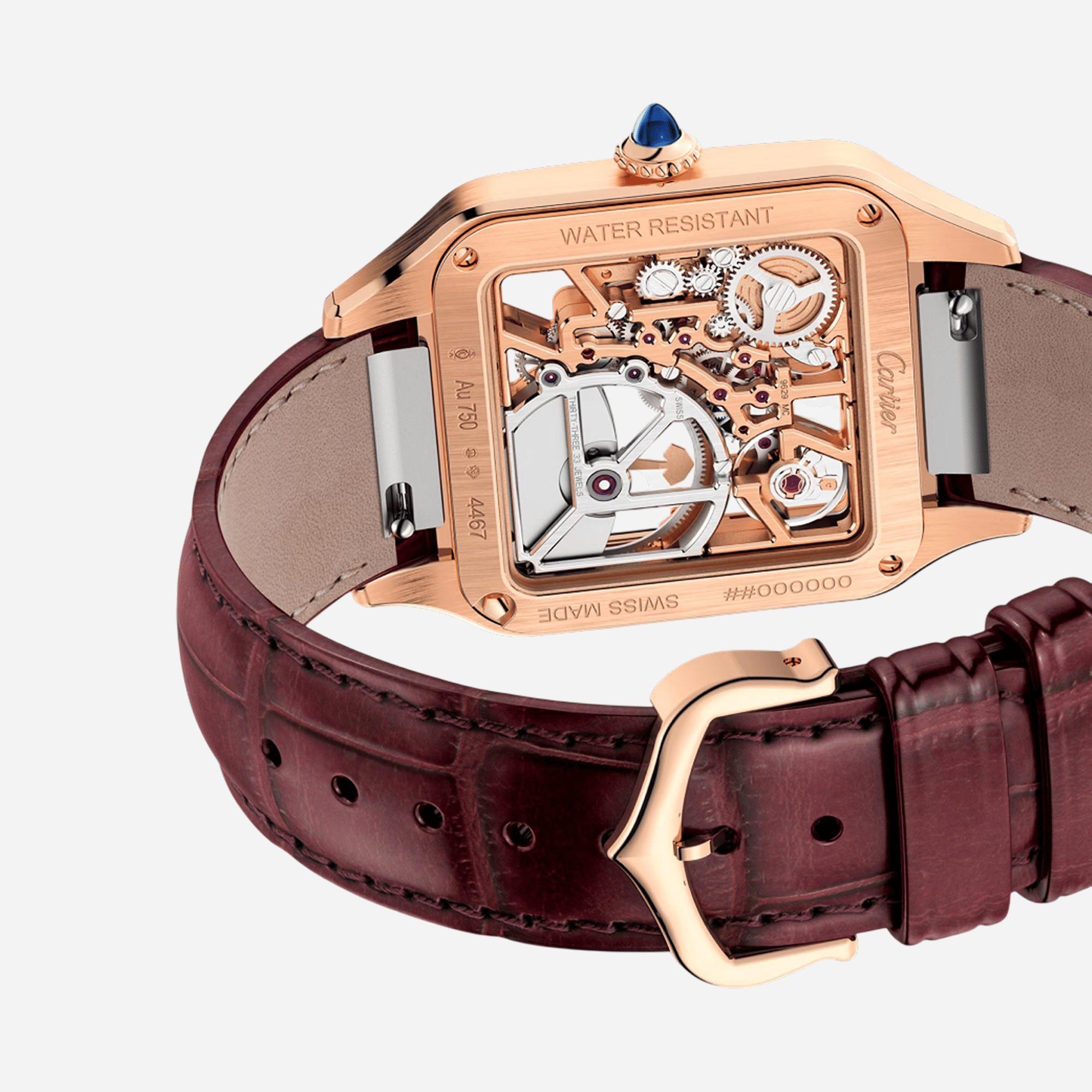 Cartier Santos Dumont Skeleton Dial Equipped With A Micro-rotor Leather Strap Watch - WHSA0030