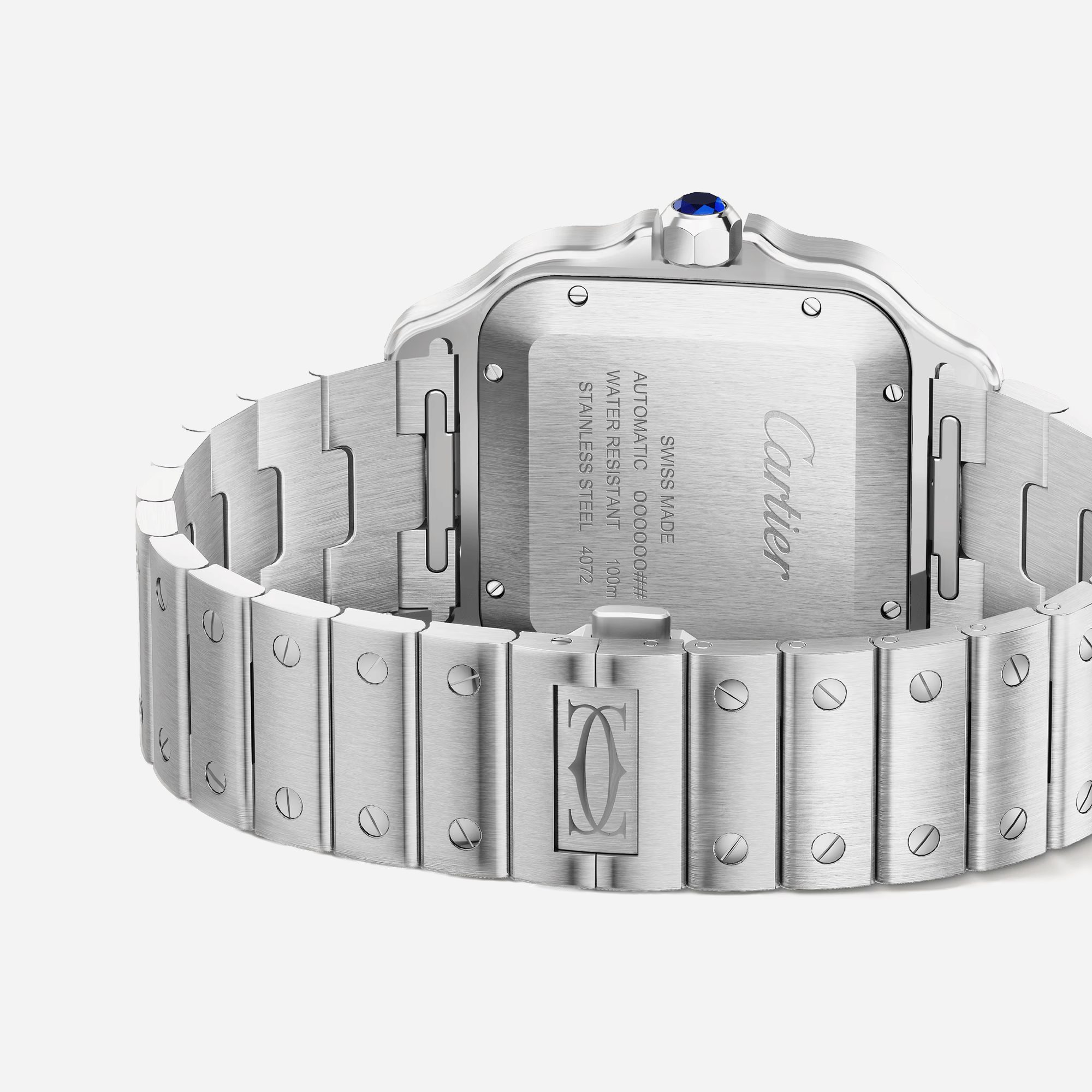 Cartier Santos De Cartier Black Dial Steel Strap Watch - WSSA0096