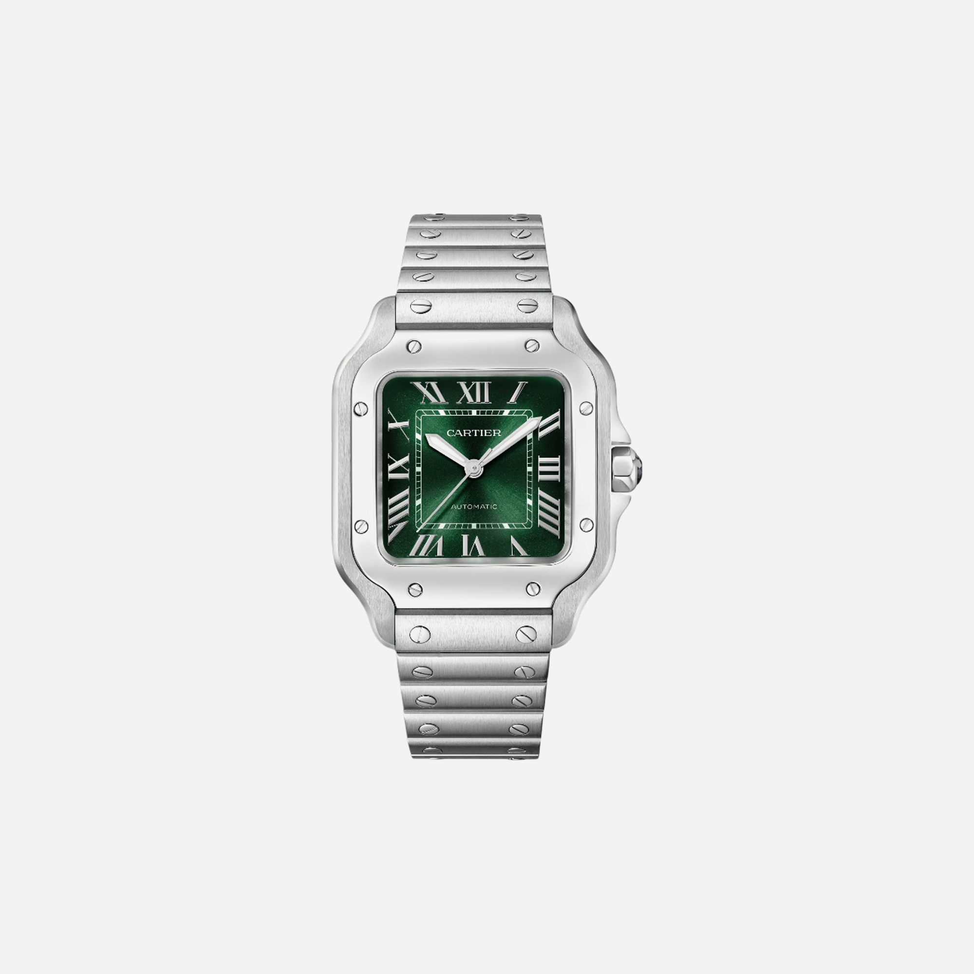 Cartier Santos De Cartier Green Dial Steel Strap Watch - WSSA0061