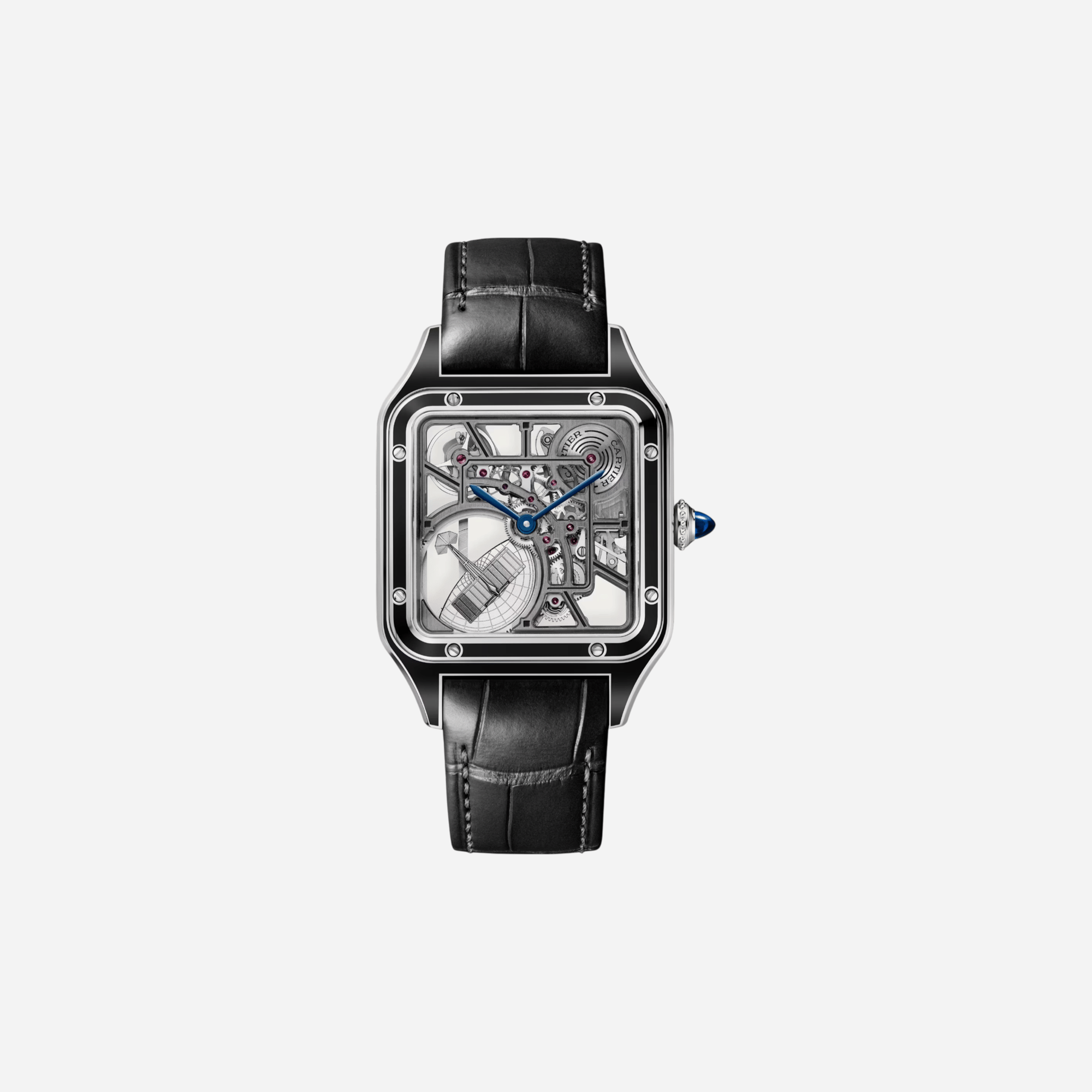 Cartier Santos-Dumont Skeleton Dial Equipped With A Micro-rotor Leather Strap Watch - WHSA0044
