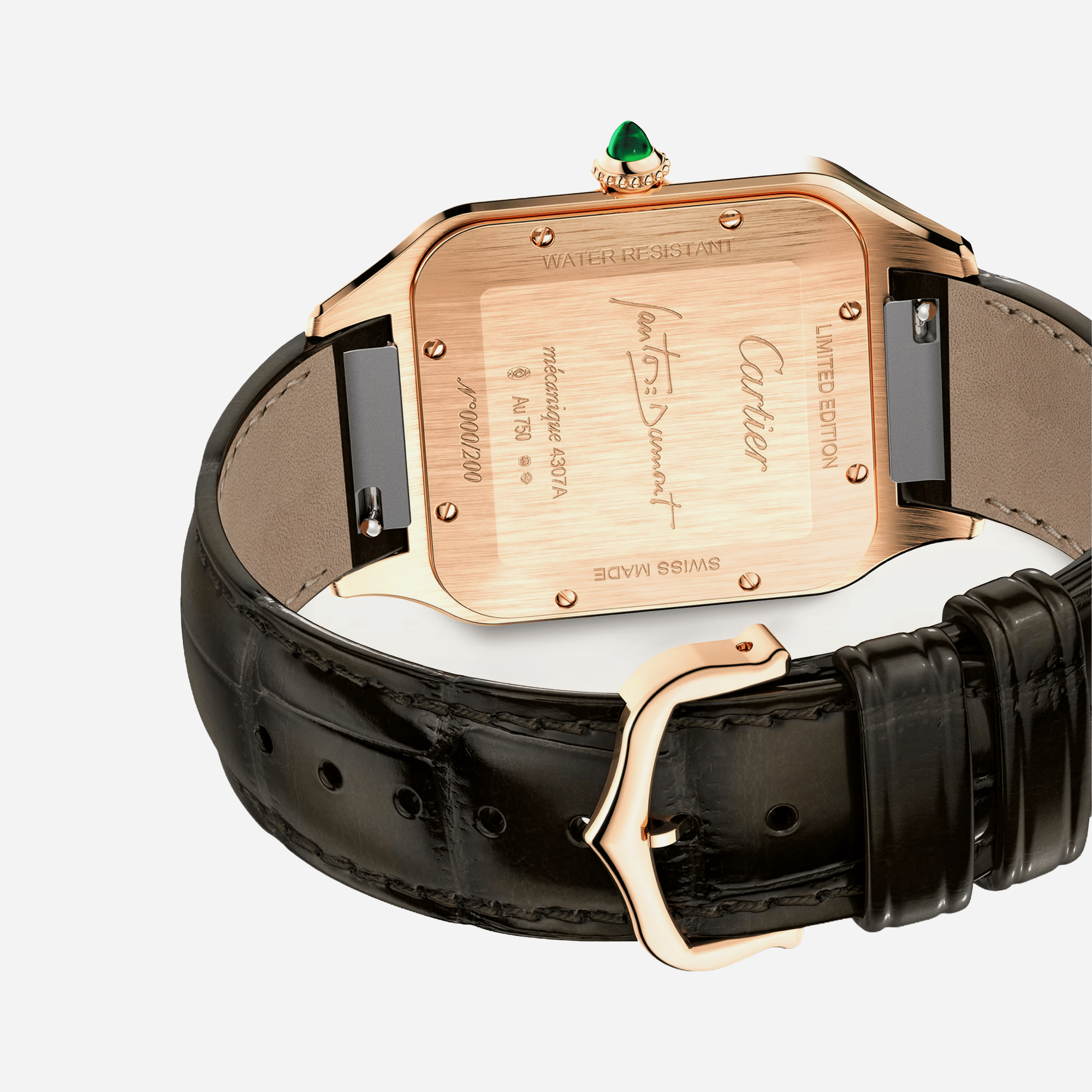 Cartier Santos Dumont White Dial Leather Strap Watch - WGSA0083