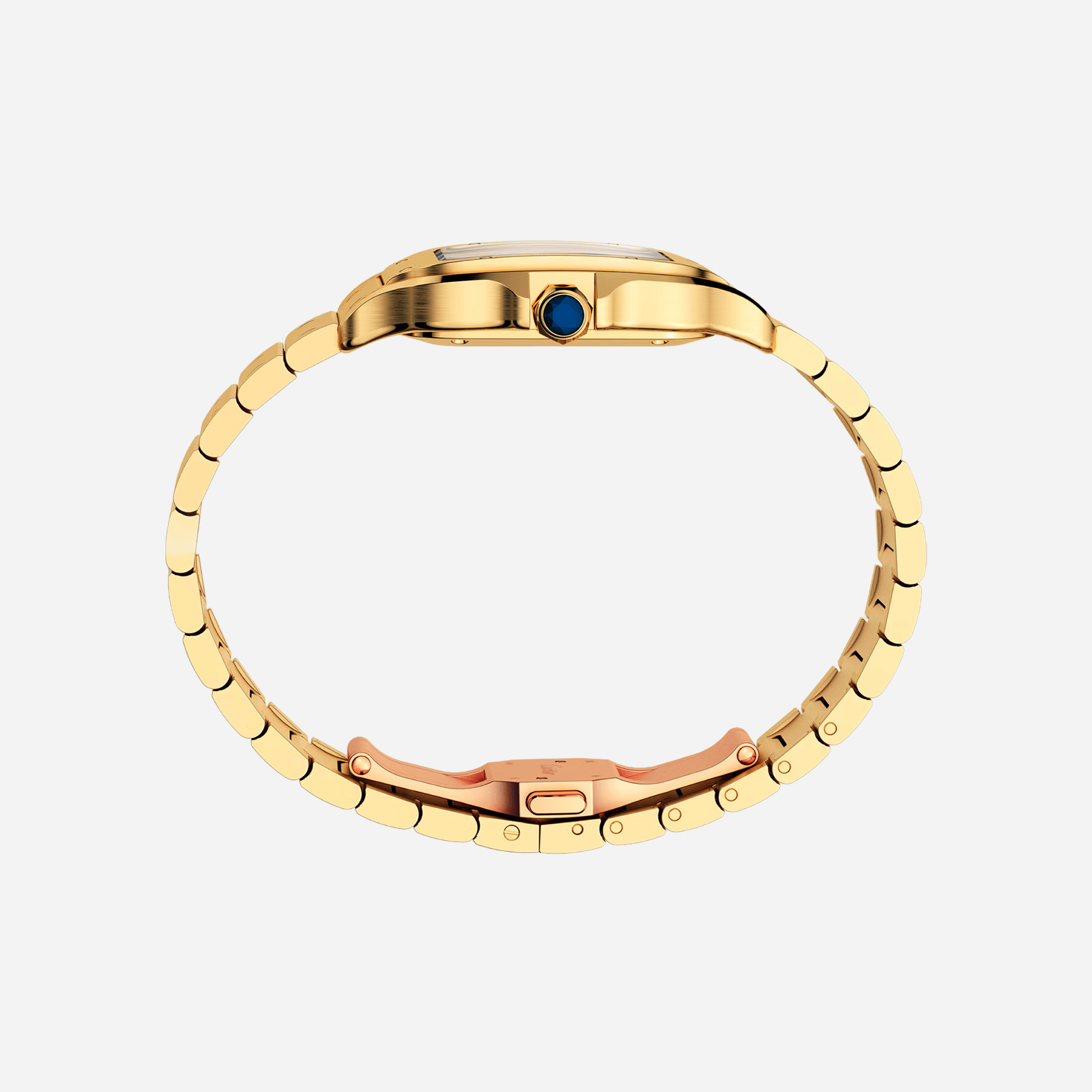Cartier Santos De Cartier White Dial Yellow Gold Strap Watch - WGSA0030
