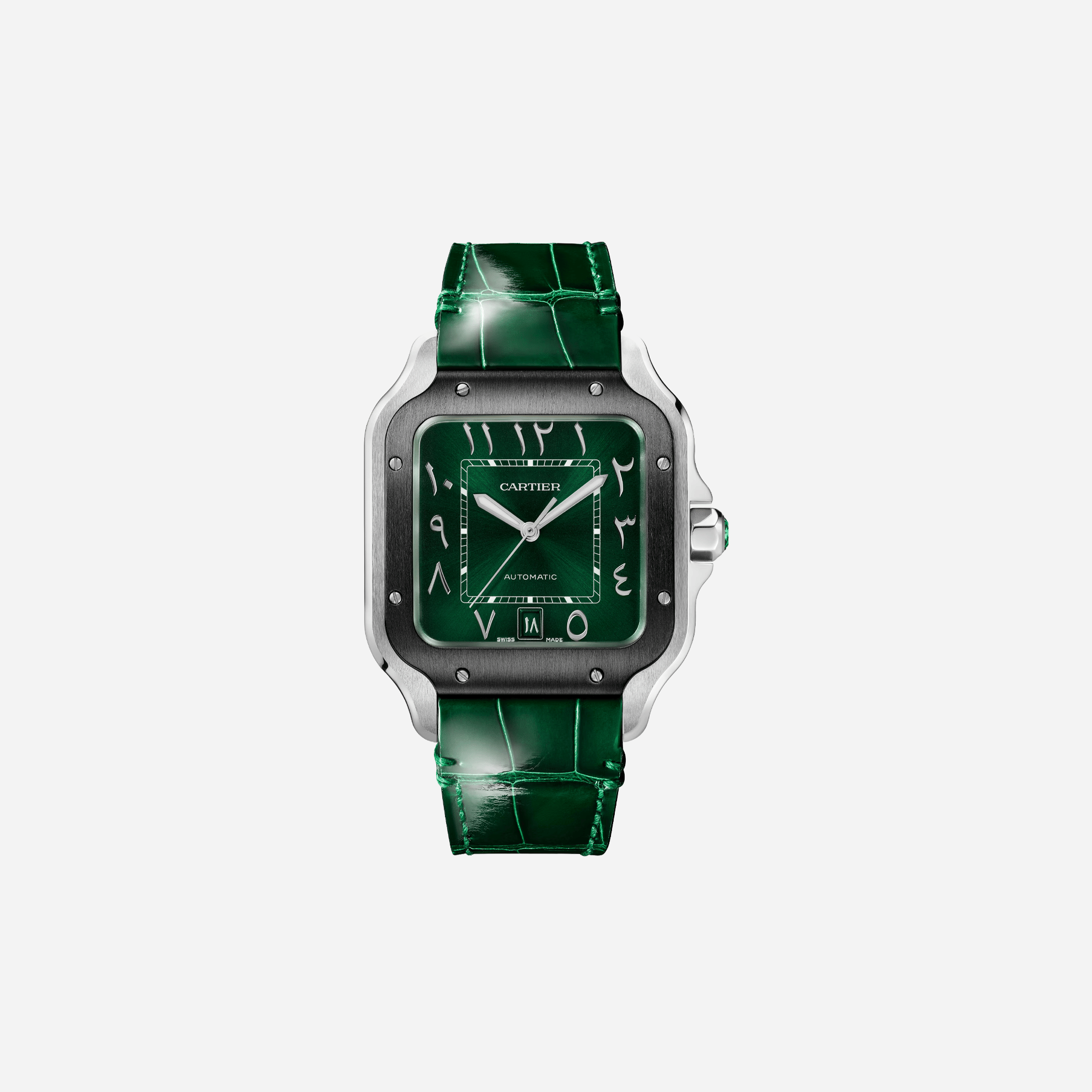 Cartier Santos De Cartier Green Dial Leather Strap Watch - WSSA0055