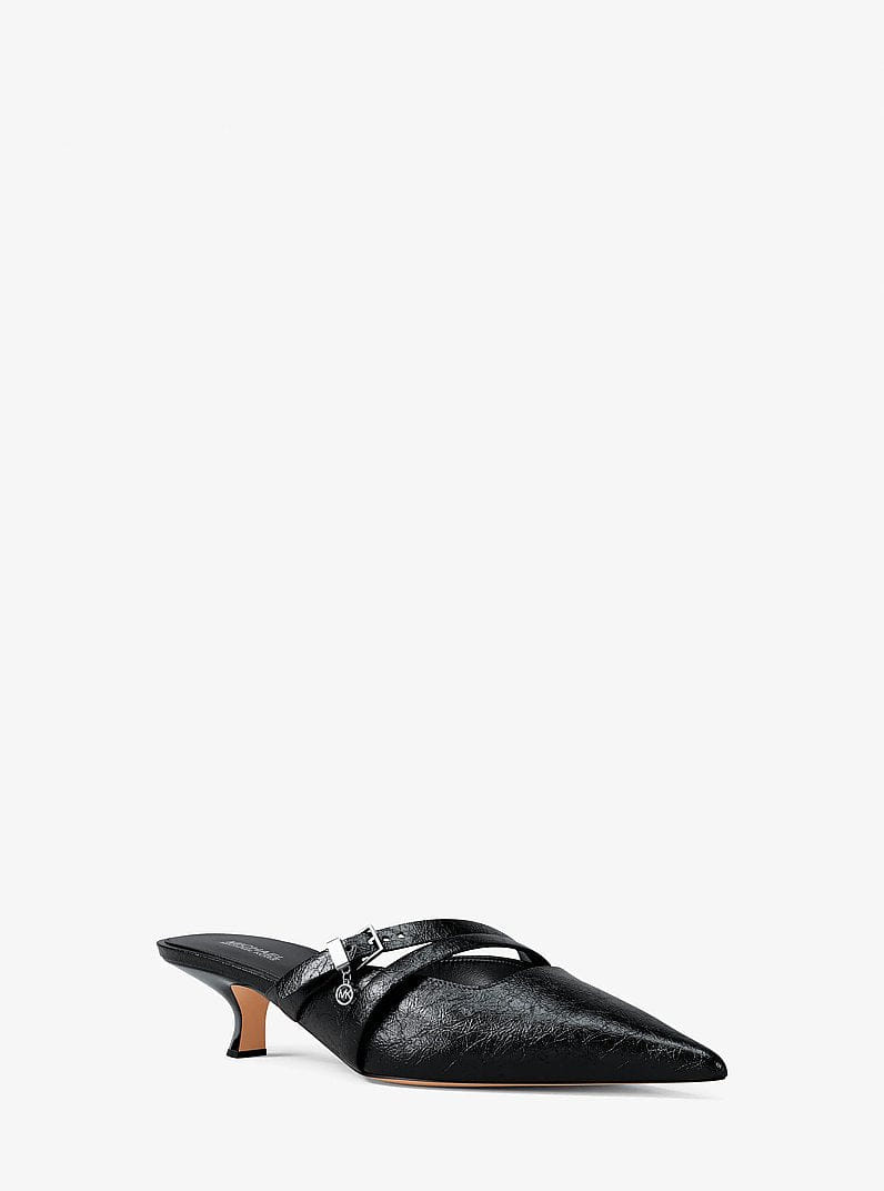 Michael Kors Yvette Crackled Kitten Mule BLACK