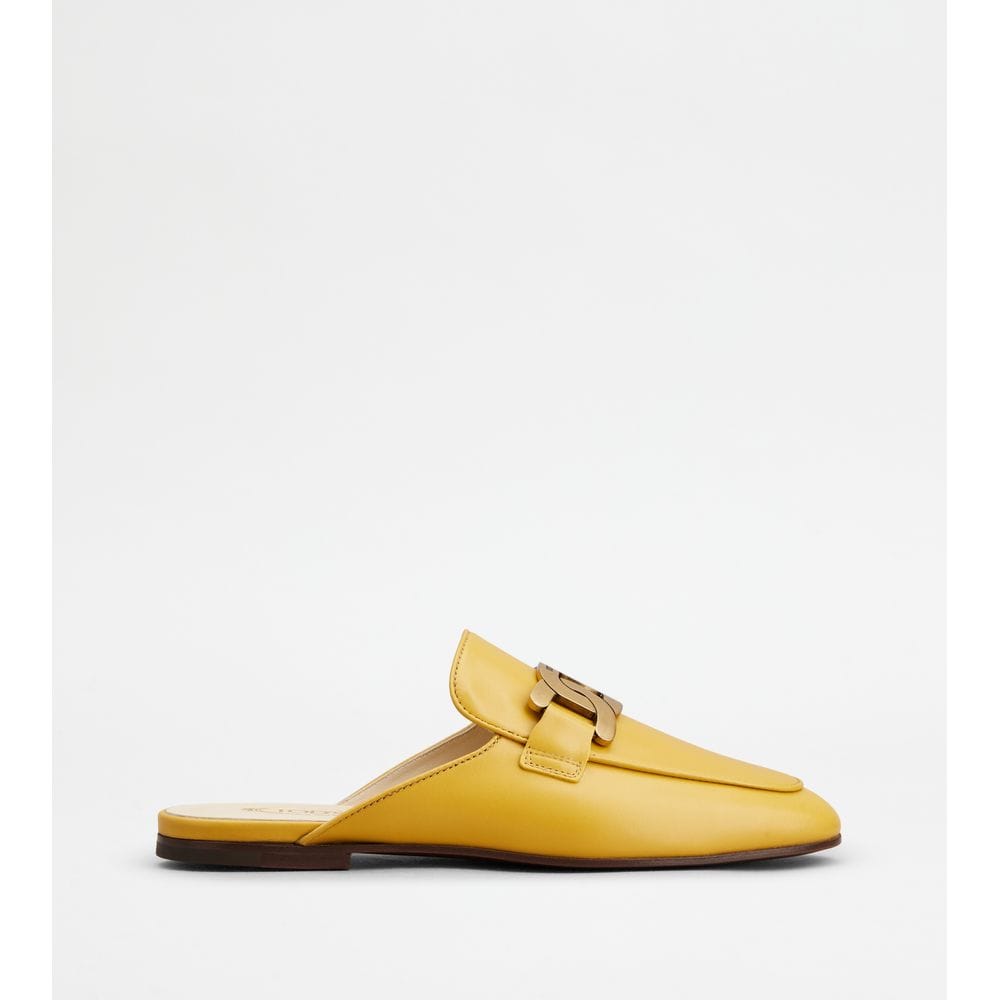Tods Mules In Leather Yellow Womens