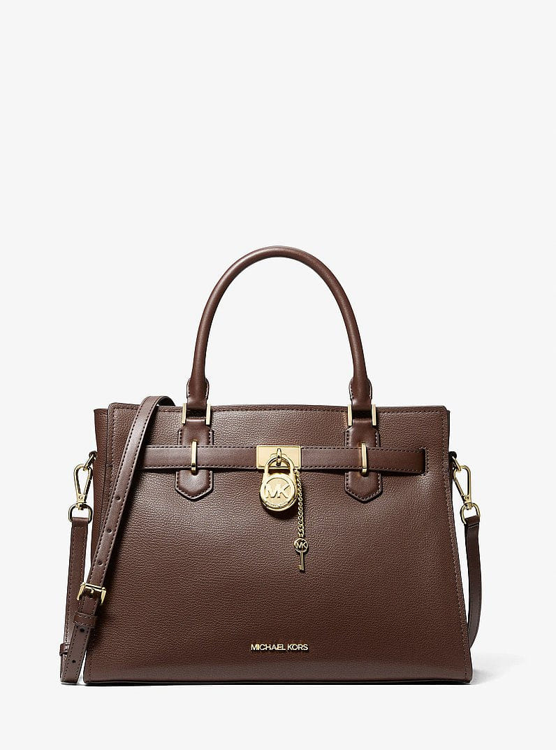 Michael Kors Hamilton Medium Leather Satchel Nutmeg