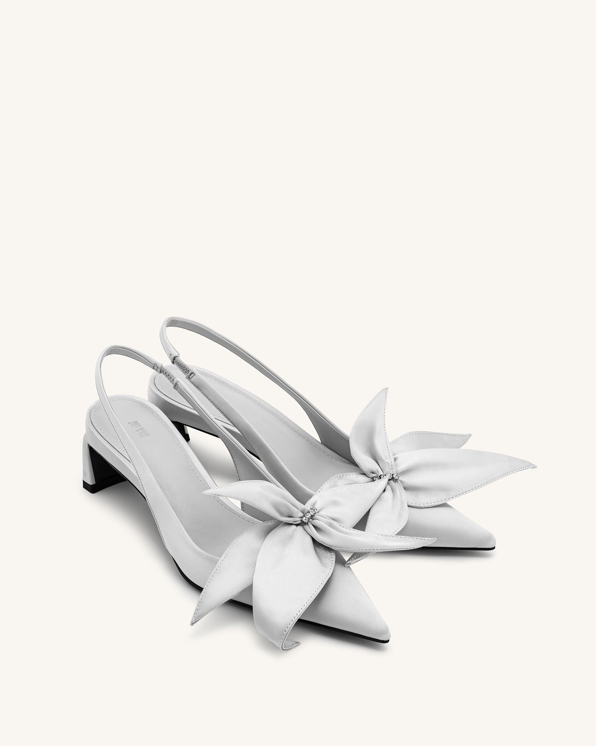 Jw Pei Queena Floral Appliques Slingback Pumps Silver