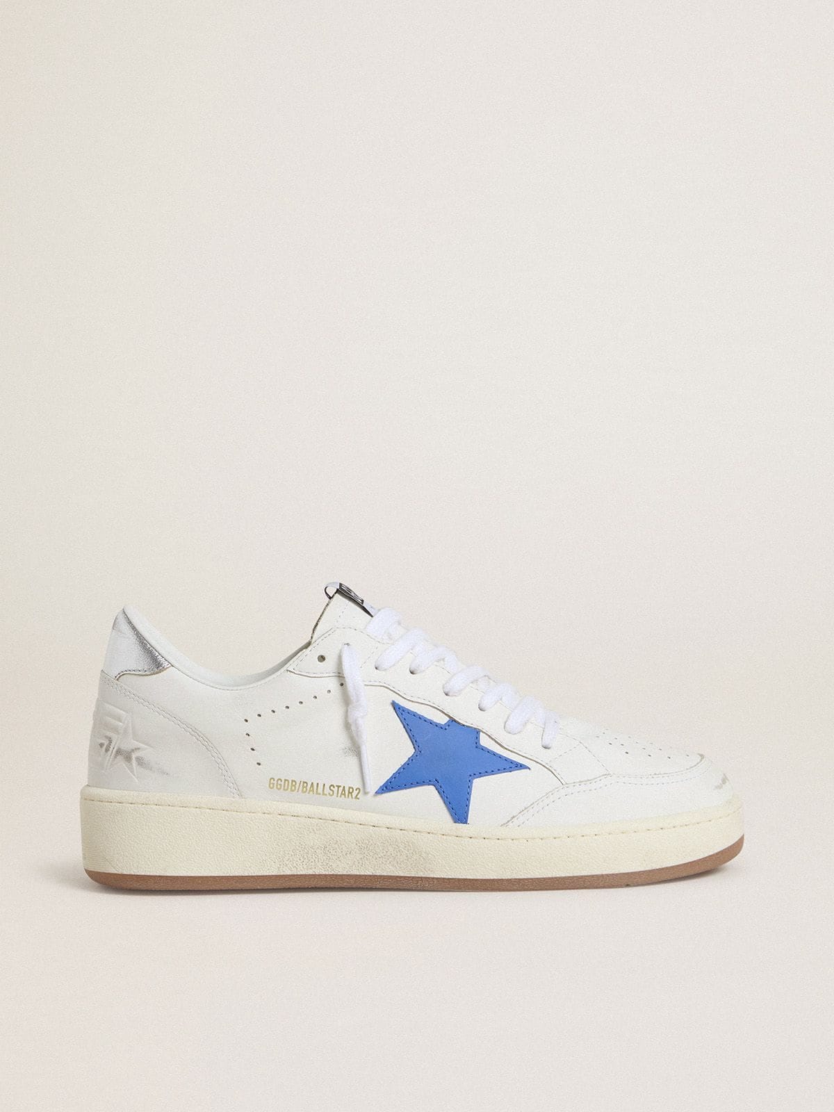 Golden Goose Ball Star With Light Blue Leather Star And Silver Foiled Leather Heel Tab Mens