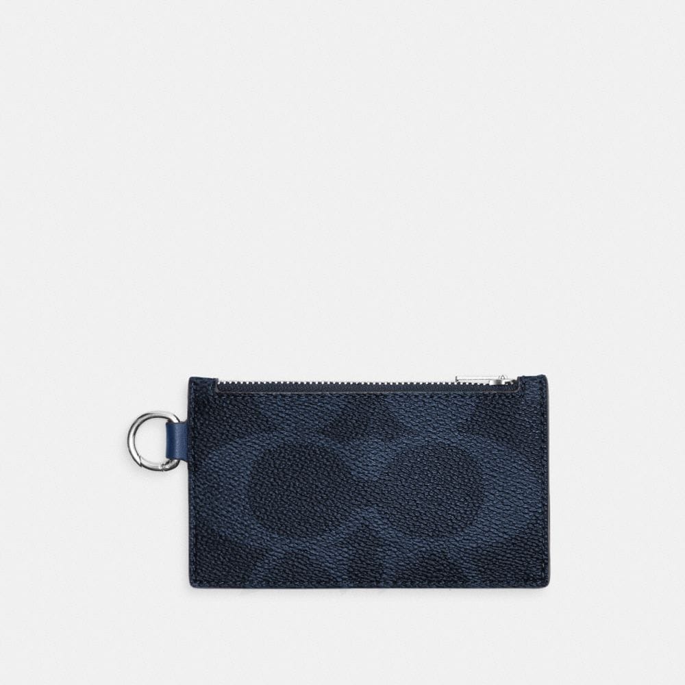 Coach Zip Card Case In Maxi Signature Canvas Denim Deep Blue