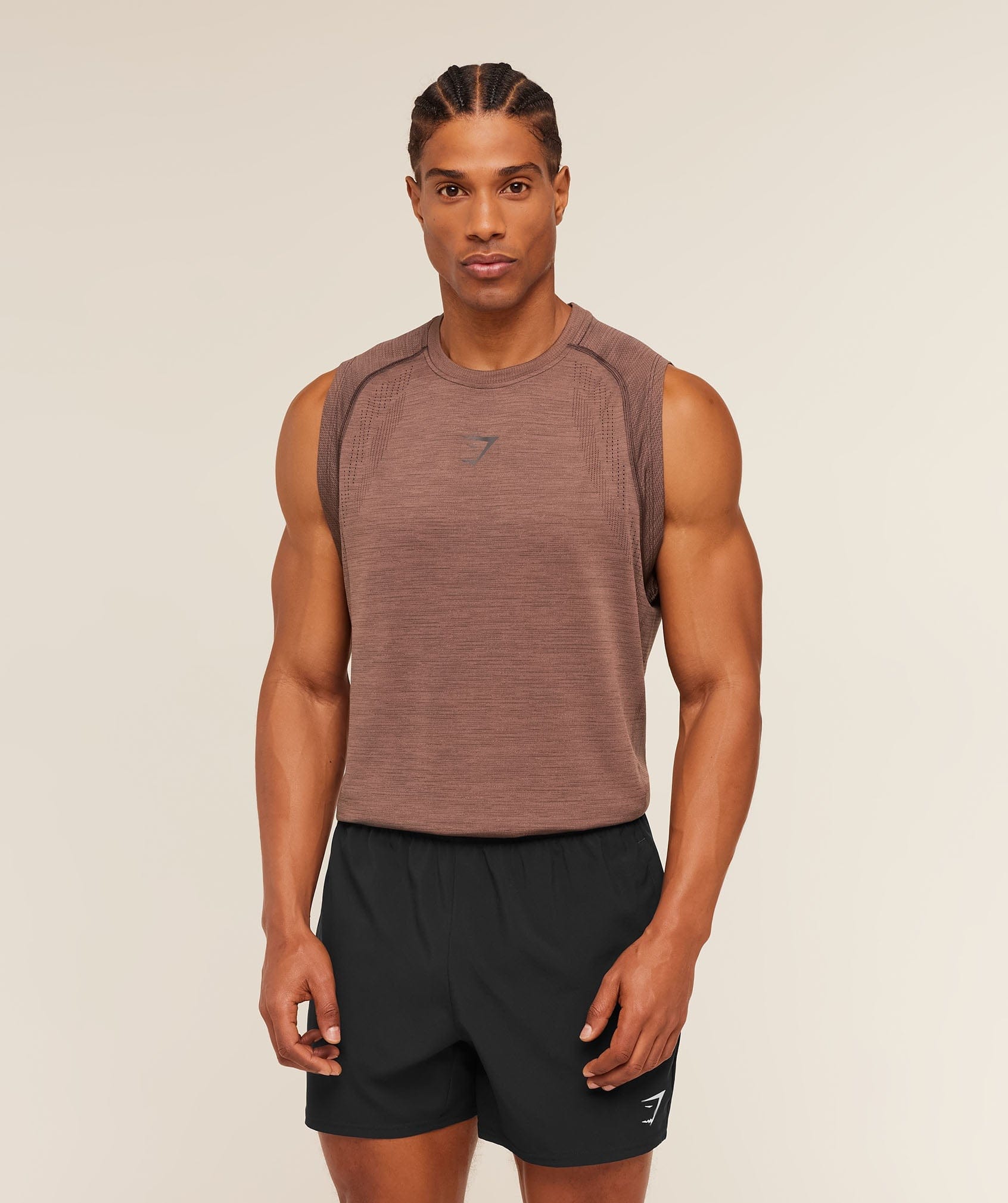 Gymshark Versatile Seamless Tank Taupe Brown