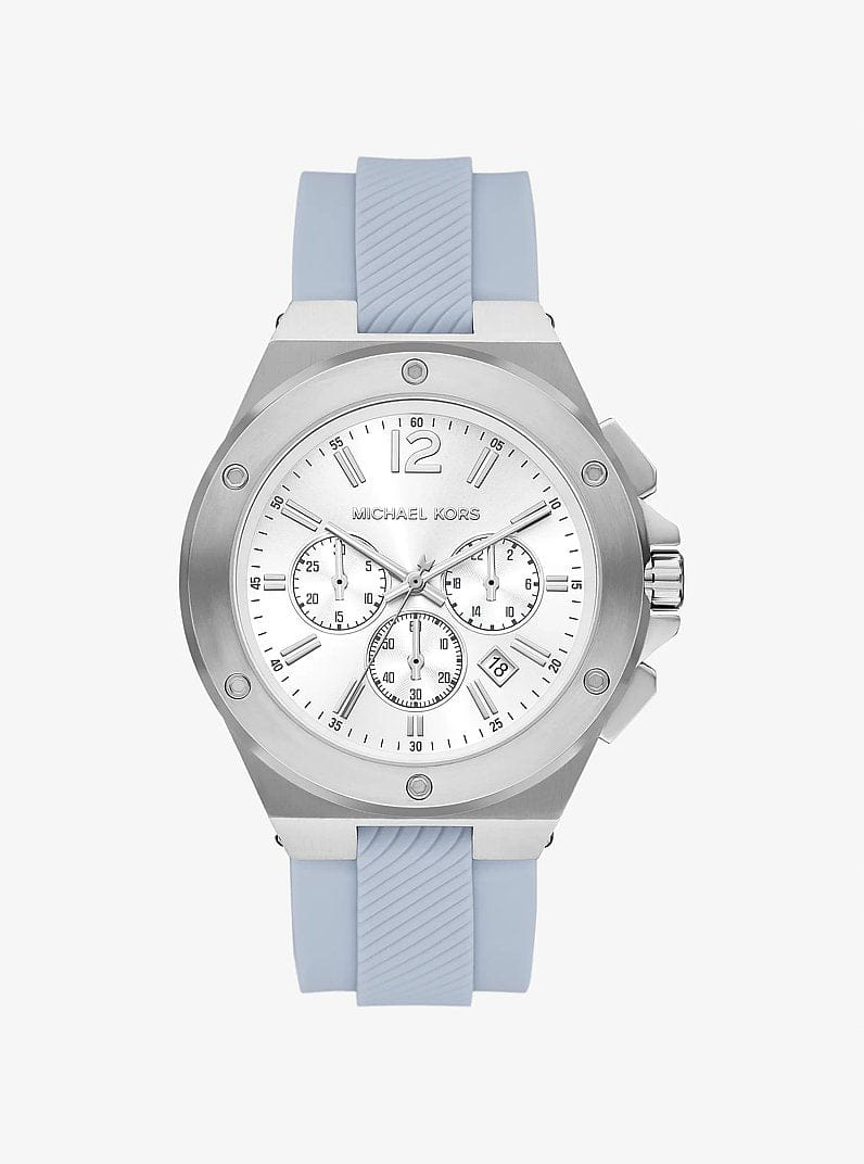 Michael Kors Oversized Lennox Silver-Tone and Silicone Watch Silver