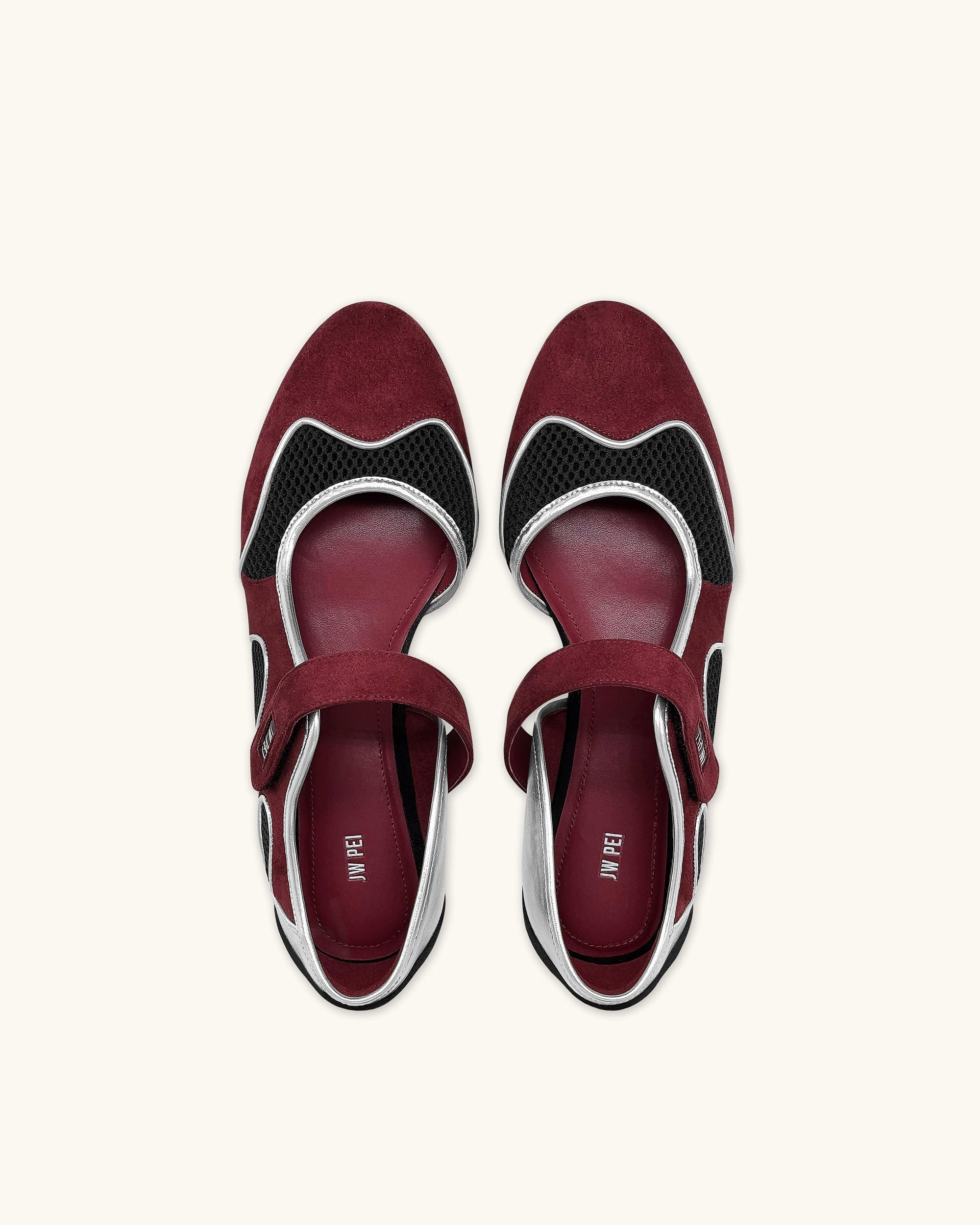 Jw Pei Zoe Mary Janes Flats Burgundy Black