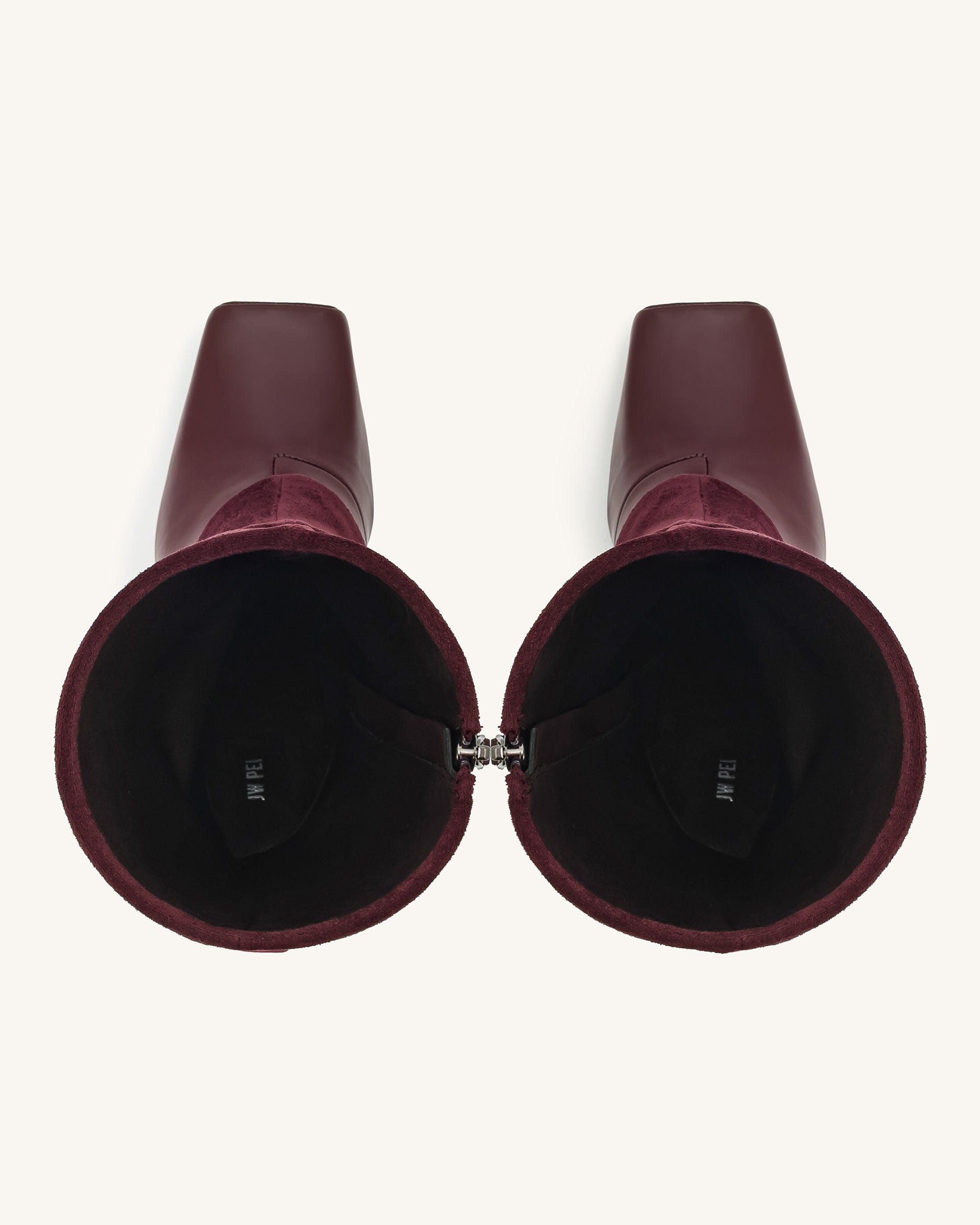 Jw Pei Reyna Square Toe Platform Knit Boots Claret Red