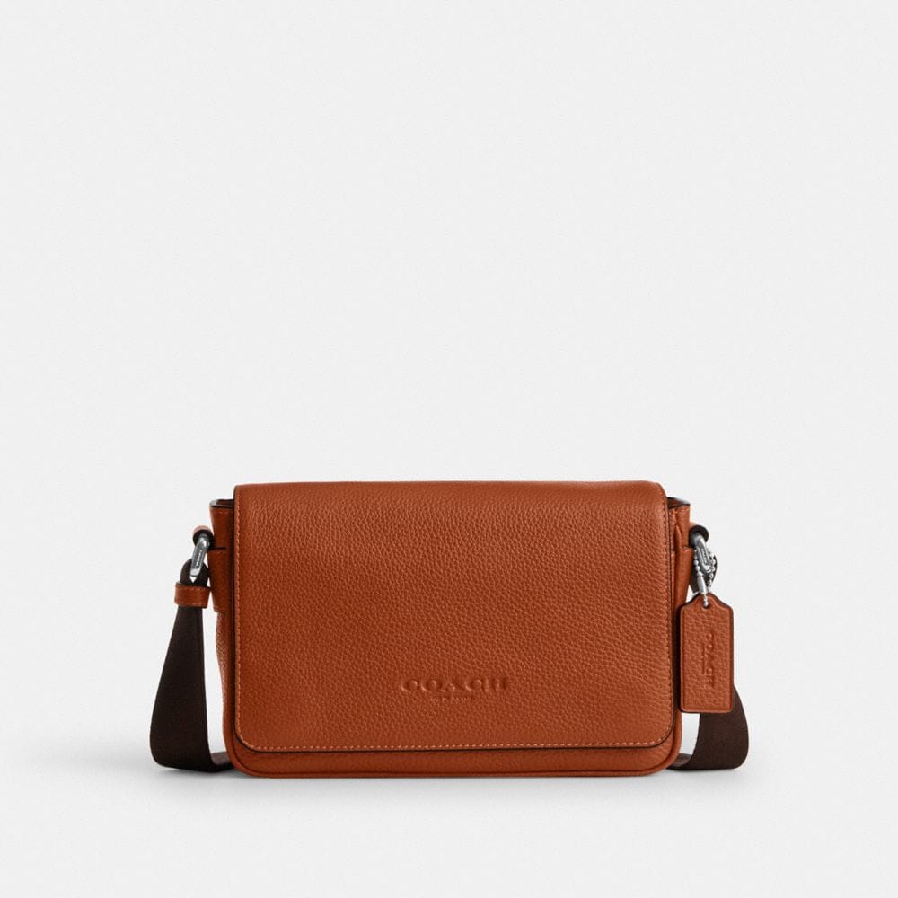 Coach Jack Small Flap Crossbody Bag Silver Amber Brown