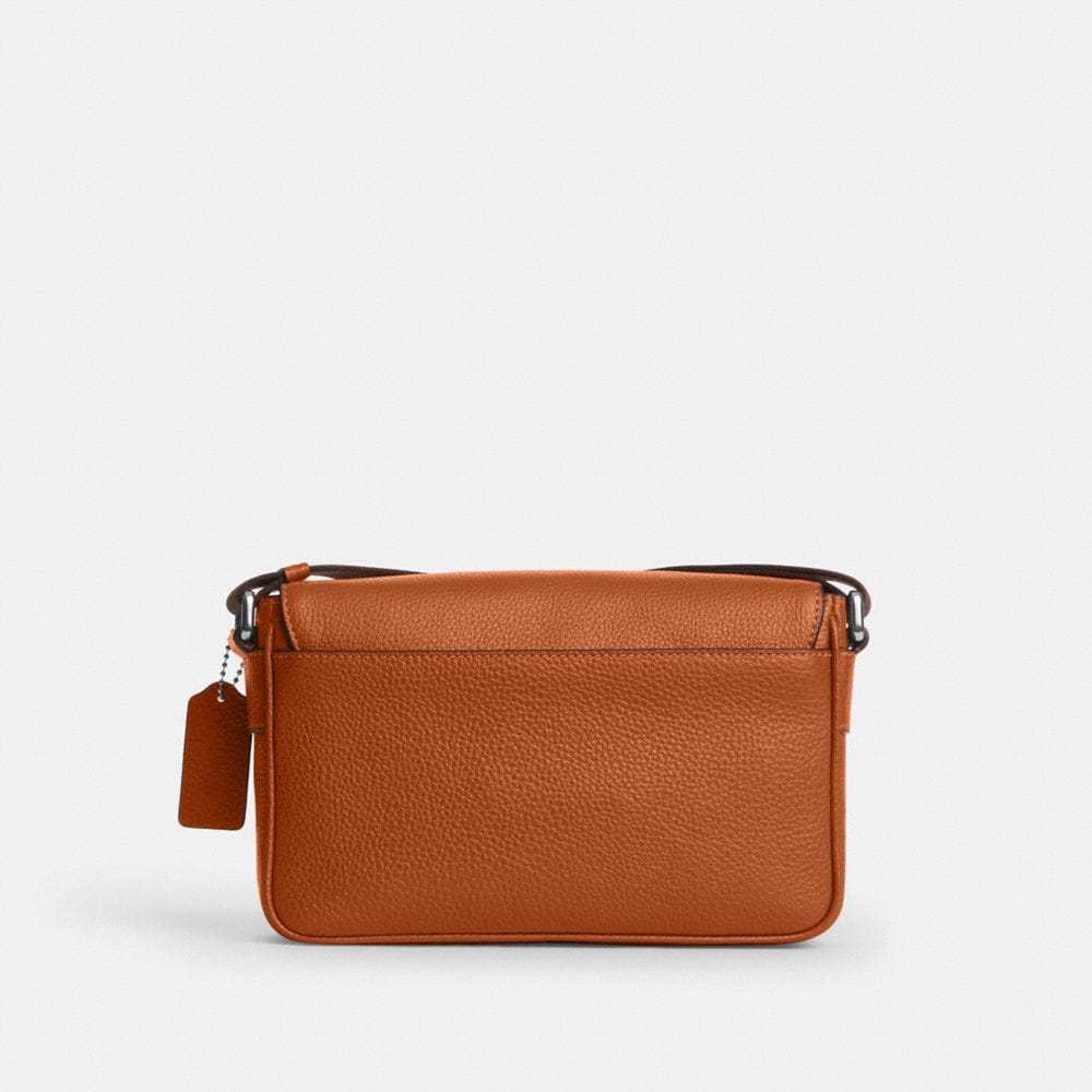 Coach Jack Small Flap Crossbody Bag Silver Amber Brown