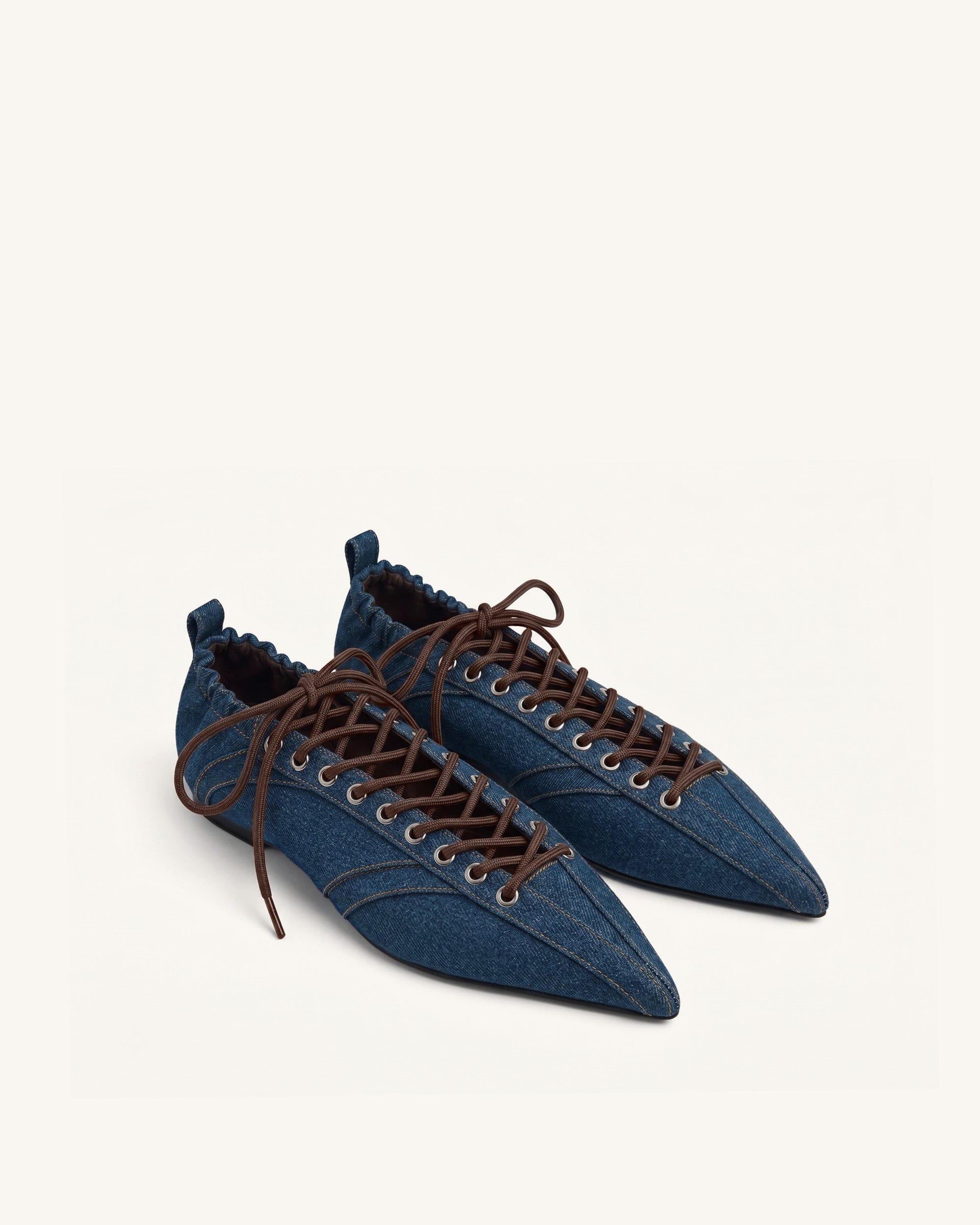 Jw Pei Ava Lace Up Flats Denim Blue