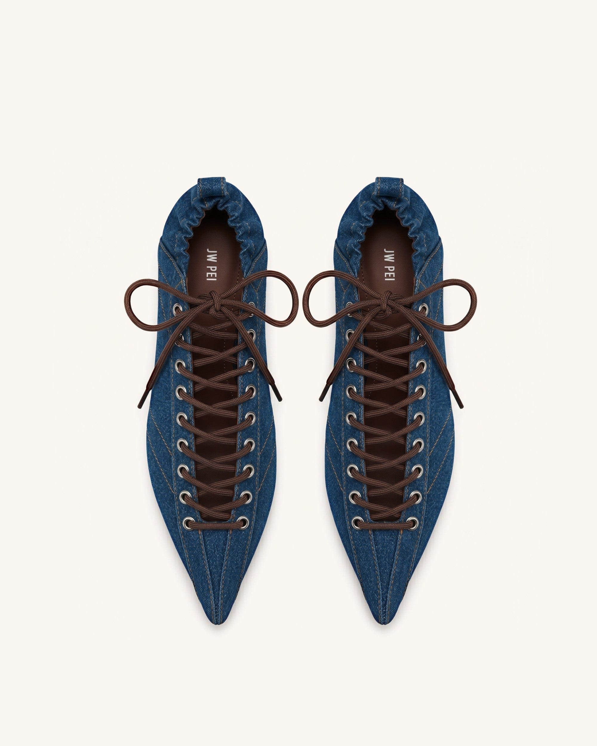 Jw Pei Ava Lace Up Flats Denim Blue