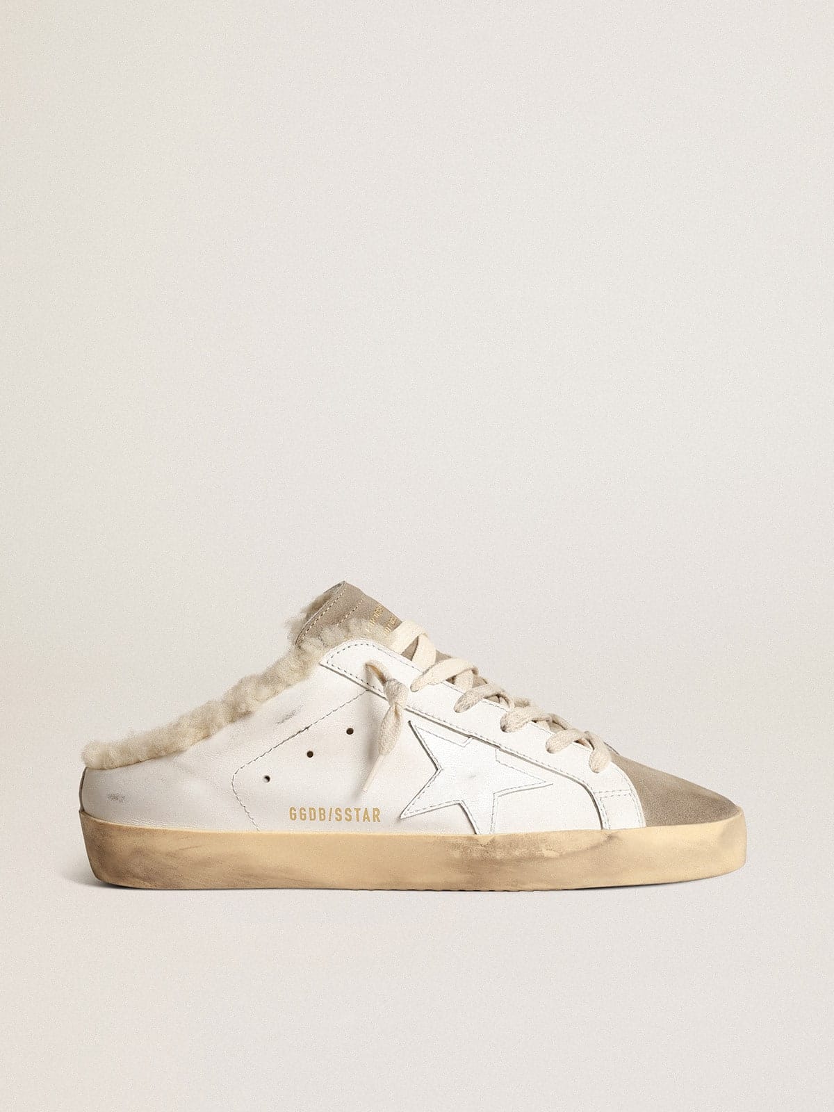 Golden Goose Super-Star Sabots With White Leather Star And Shearling Lining Womens