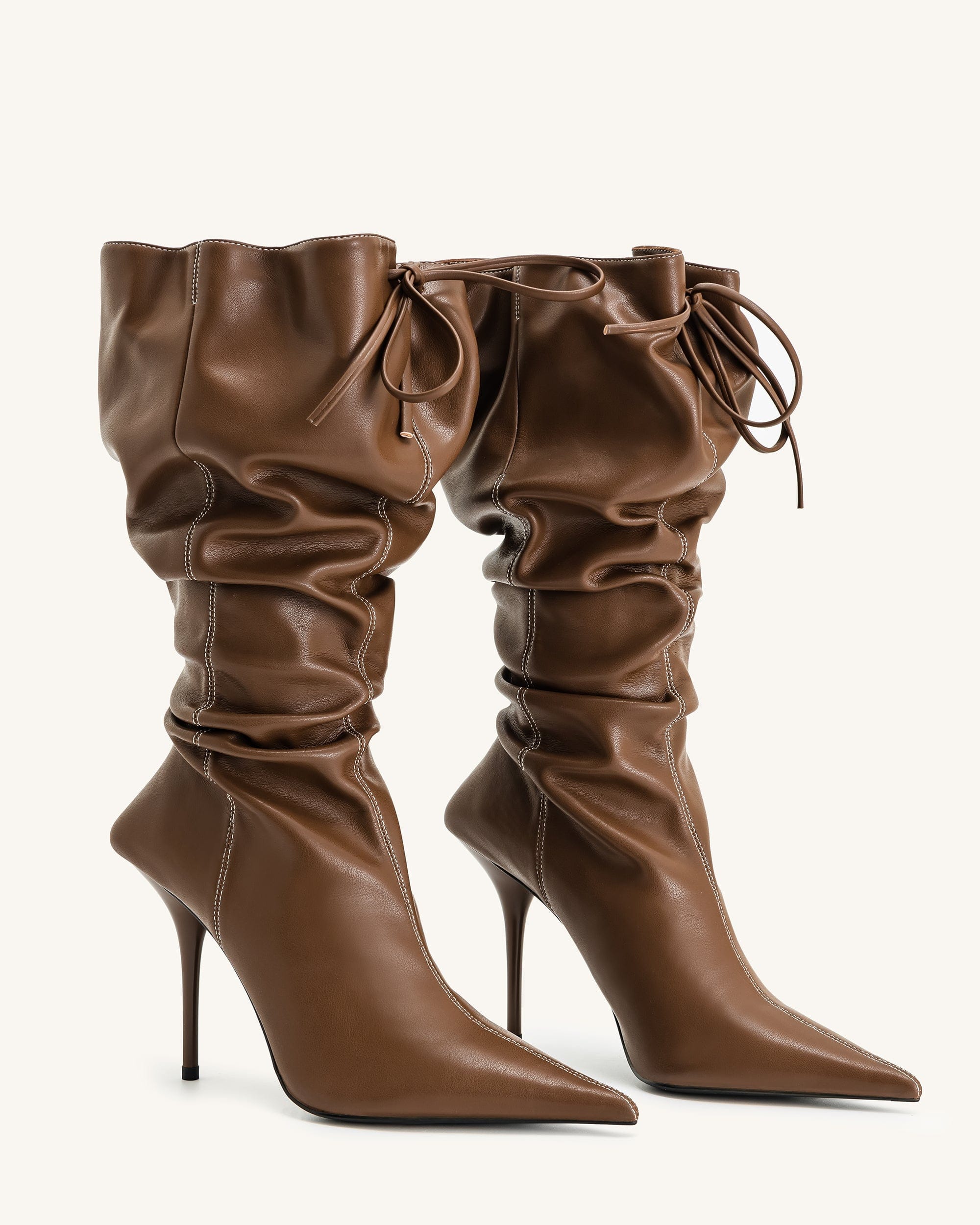Jw Pei Olivia Leather High Heel Boots Brown