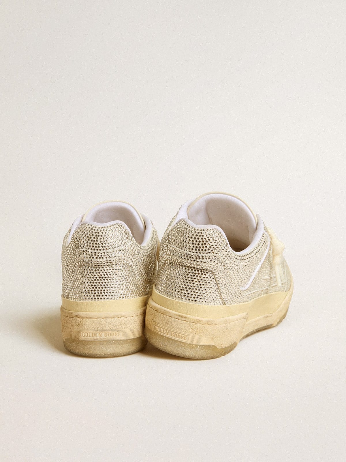 Golden Goose Womens Forty2 In White Leather And Swarovski Crystals With White Star Womens