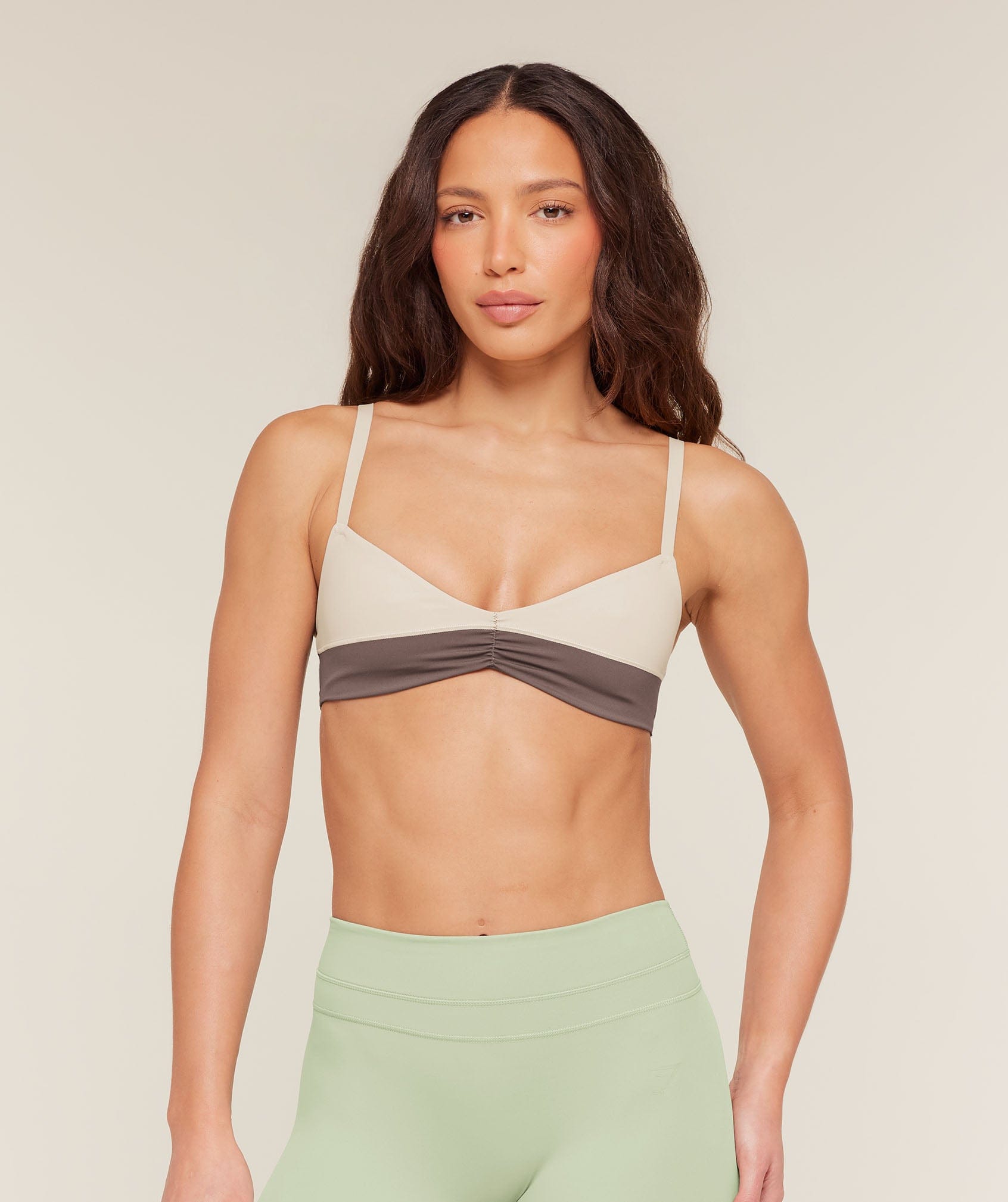 Women's Gymshark Colour Block Sports Bra Cool Brown