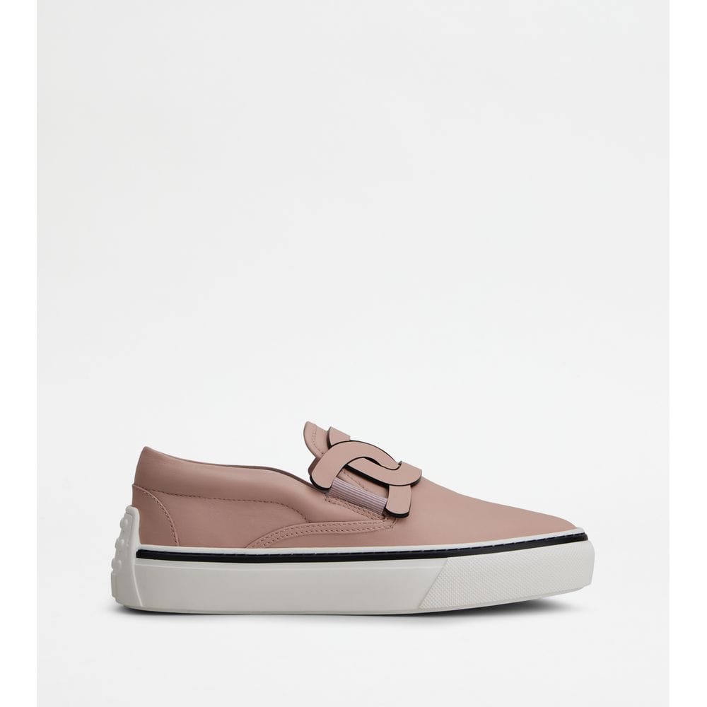 Tods Slip On Shoes In Leather Pink Womens