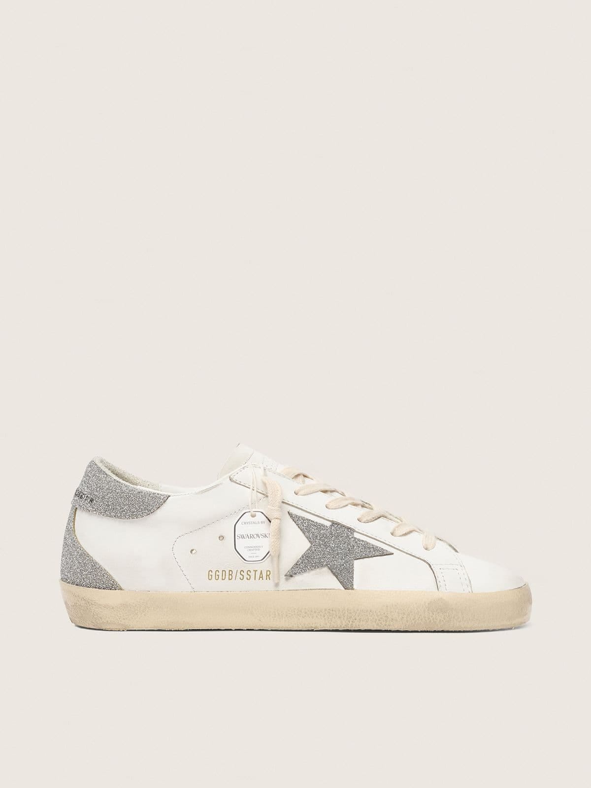 Golden Goose Womens Super-Star With Silver Swarovski Crystal Star And Heel Tab Womens