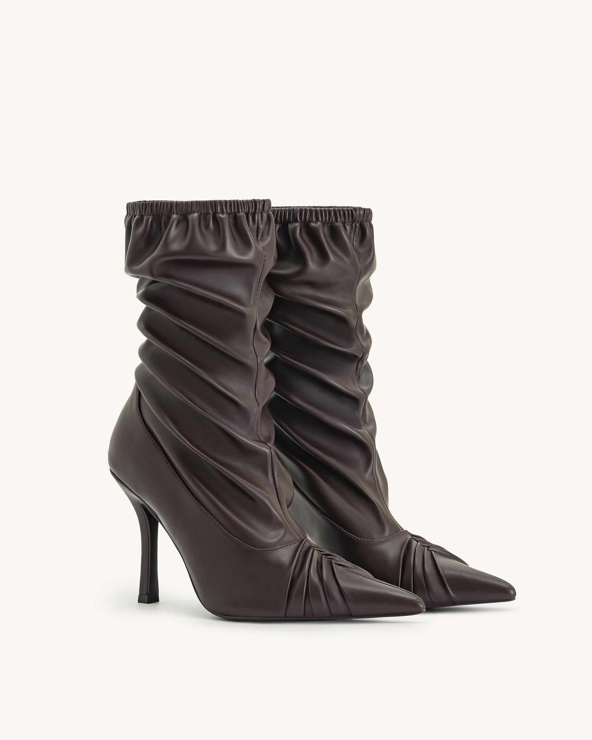 Jw Pei Joanne Paneled Detailing Leather Ankle Boots Burgundy