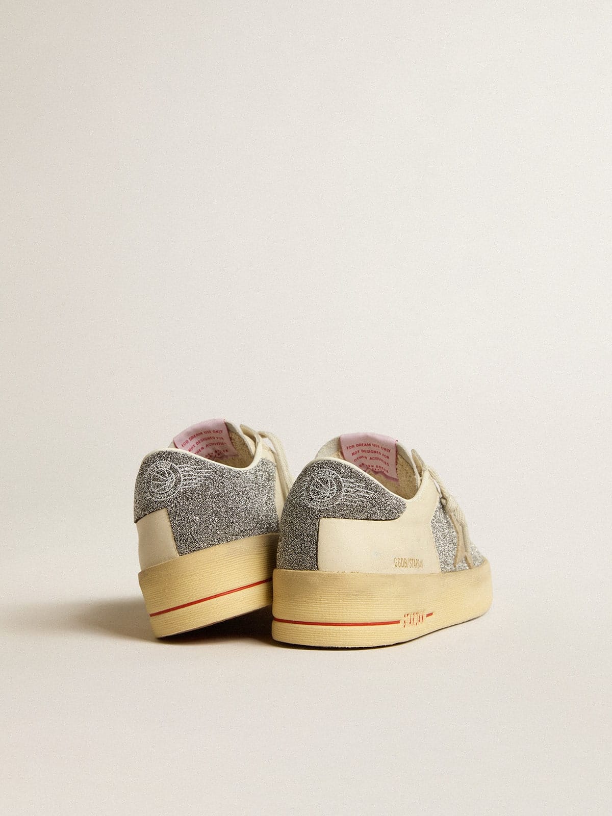 Golden Goose Womens Stardan In Suede With Sand Star And Silver Swarovski Crystal Inserts Womens