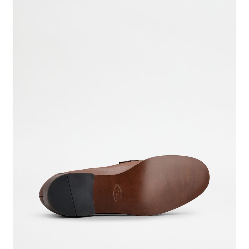 Tods Loafers In Leather With Tassels Brown Womens