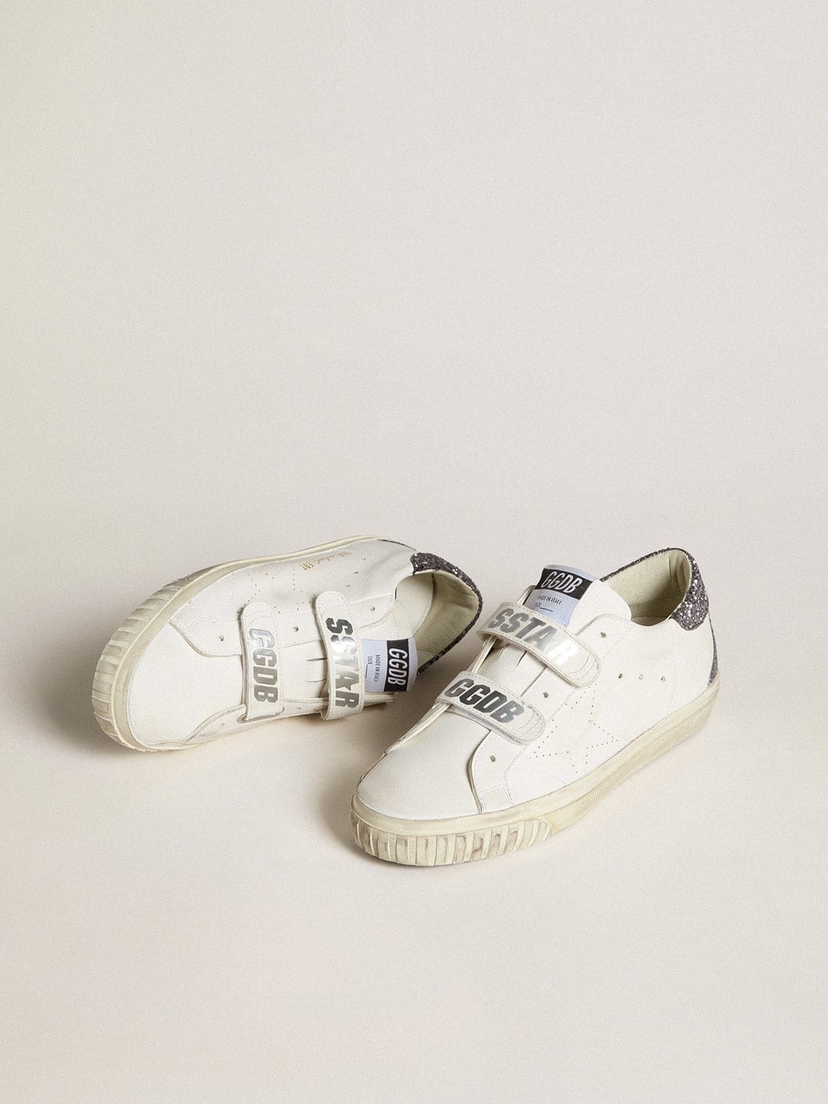 Golden Goose Bio-Based Old School With Perforated Star And Glitter Heel Tab Womens