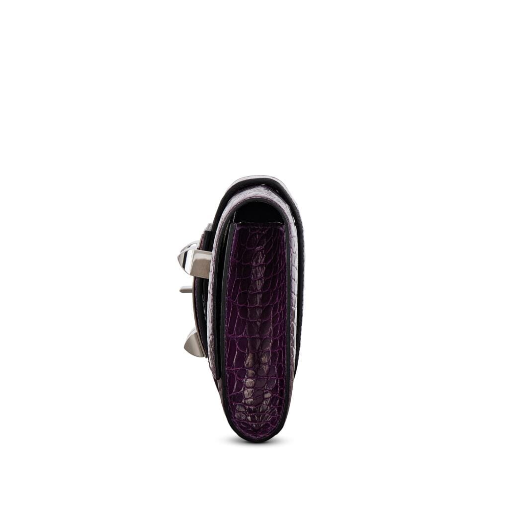 Amethyst Shiny Alligator Medor Clutch 23 Palladium Hardware, 2014