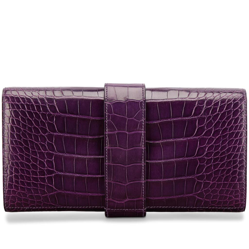 Amethyst Shiny Alligator Medor Clutch 23 Palladium Hardware, 2014