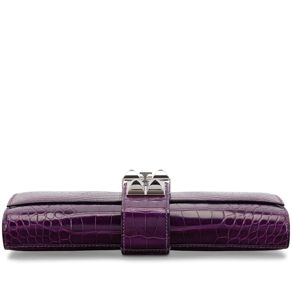 Amethyst Shiny Alligator Medor Clutch 23 Palladium Hardware, 2014