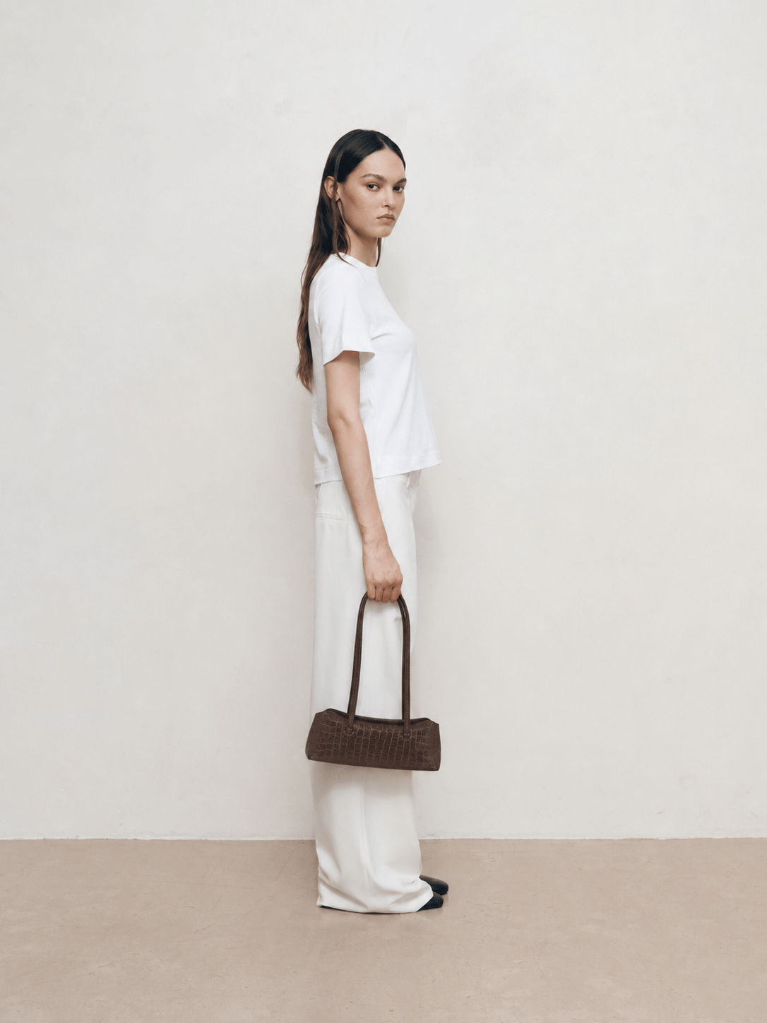 Freja Mini Chrystie Bag Chocolate Suede Croc