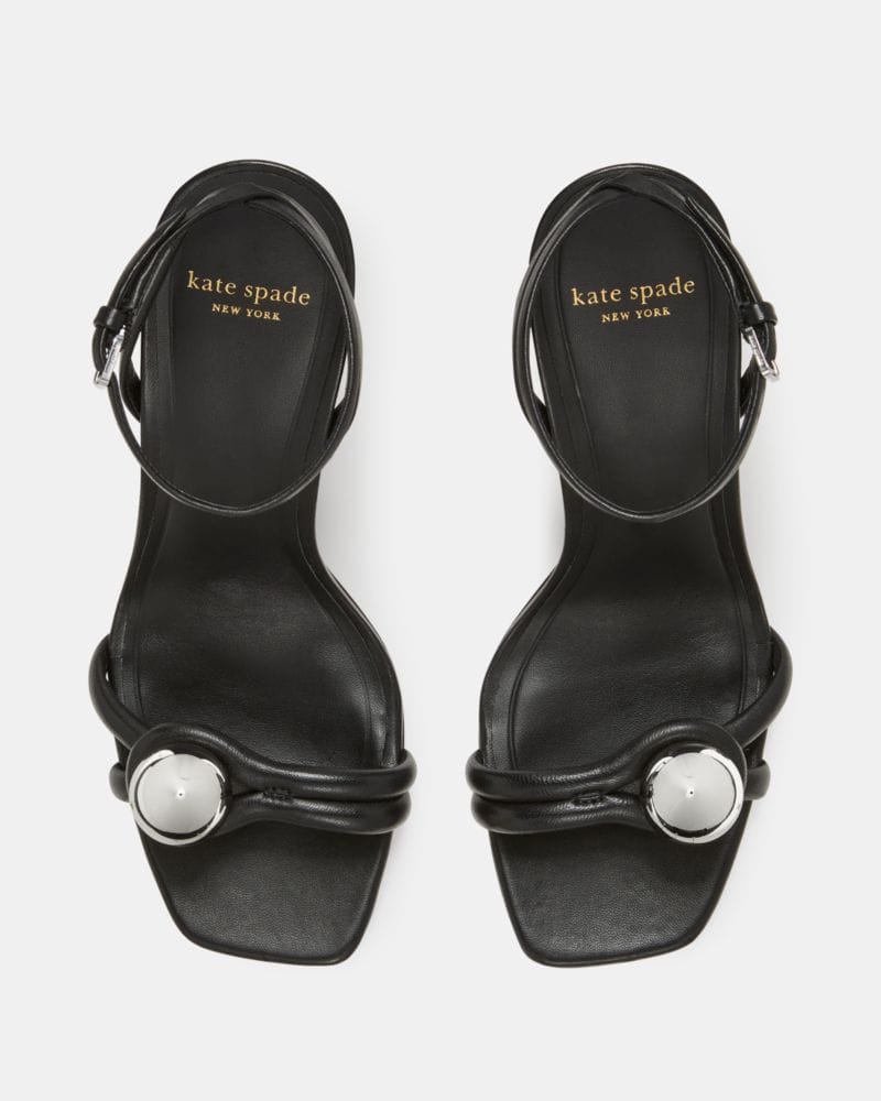 Katespade Harmony Smooth Leather High Heel Sandal Black