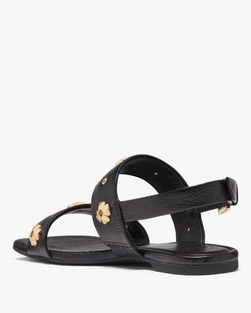 Katespade Spade Flower Stud Flat Sandals Black