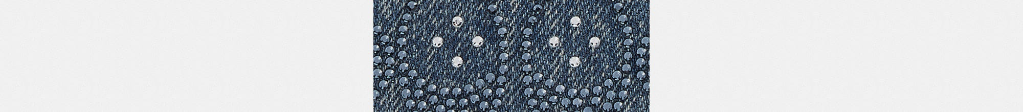 Essential Slim Card Case In Regenerative Cotton Denim With Crystal Signature