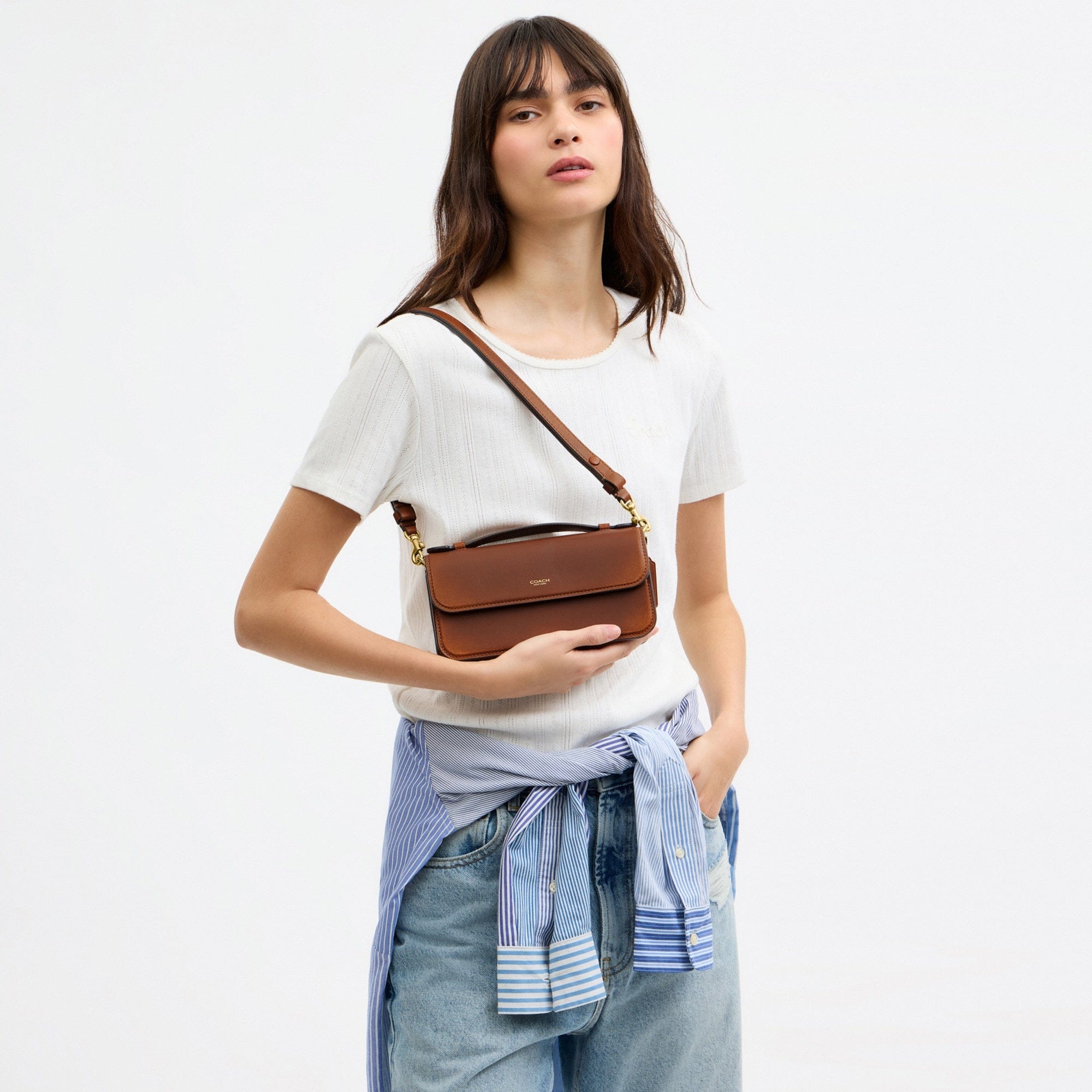 New York Elora Top Handle Crossbody Bag In Loved Leather