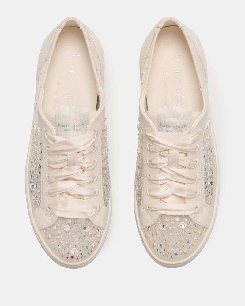 Katespade Sam Icon Embellished Platform Sneakers Cream