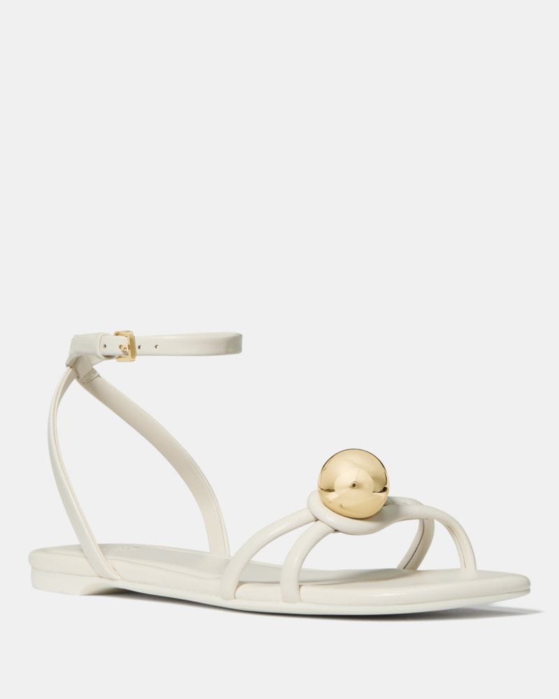 Katespade Harmony Smooth Leather Flat Sandal Cream