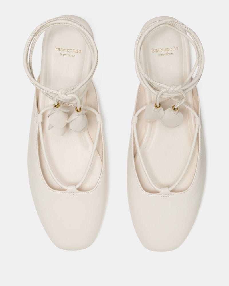 Katespade Eloise Ankle Wrap Mule Flat Cream