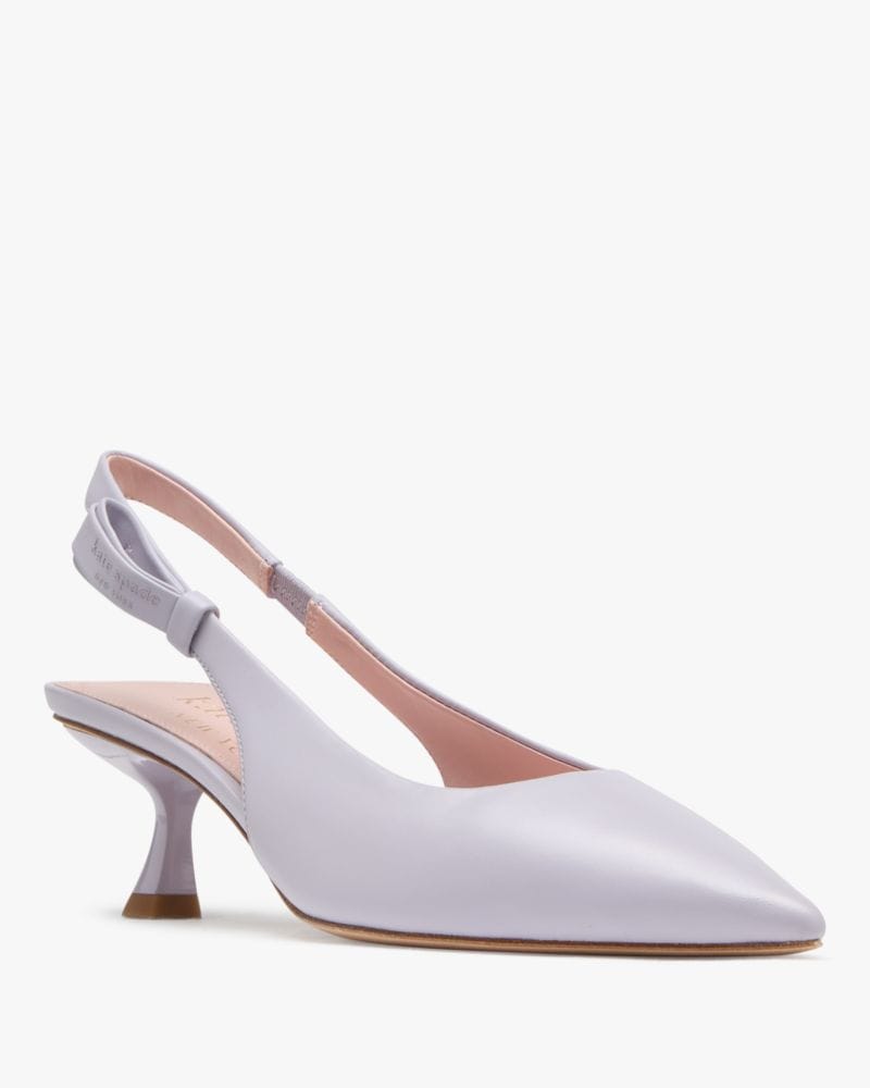 Katespade Riley Slingback Smooth Leather Kitten Heel Lavender Cream