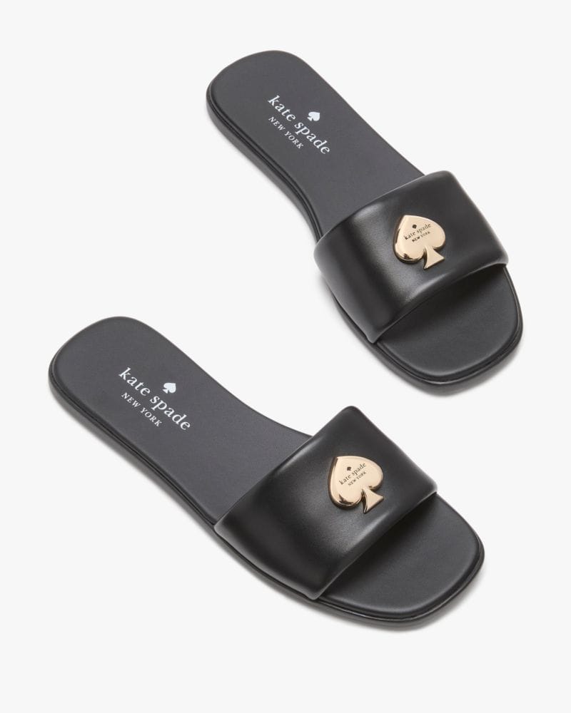 Katespade Kendall Smooth Leather Slide Sandal Black