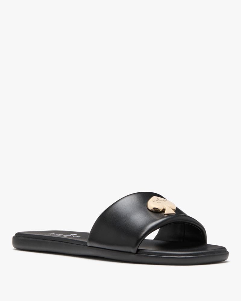 Katespade Kendall Smooth Leather Slide Sandal Black