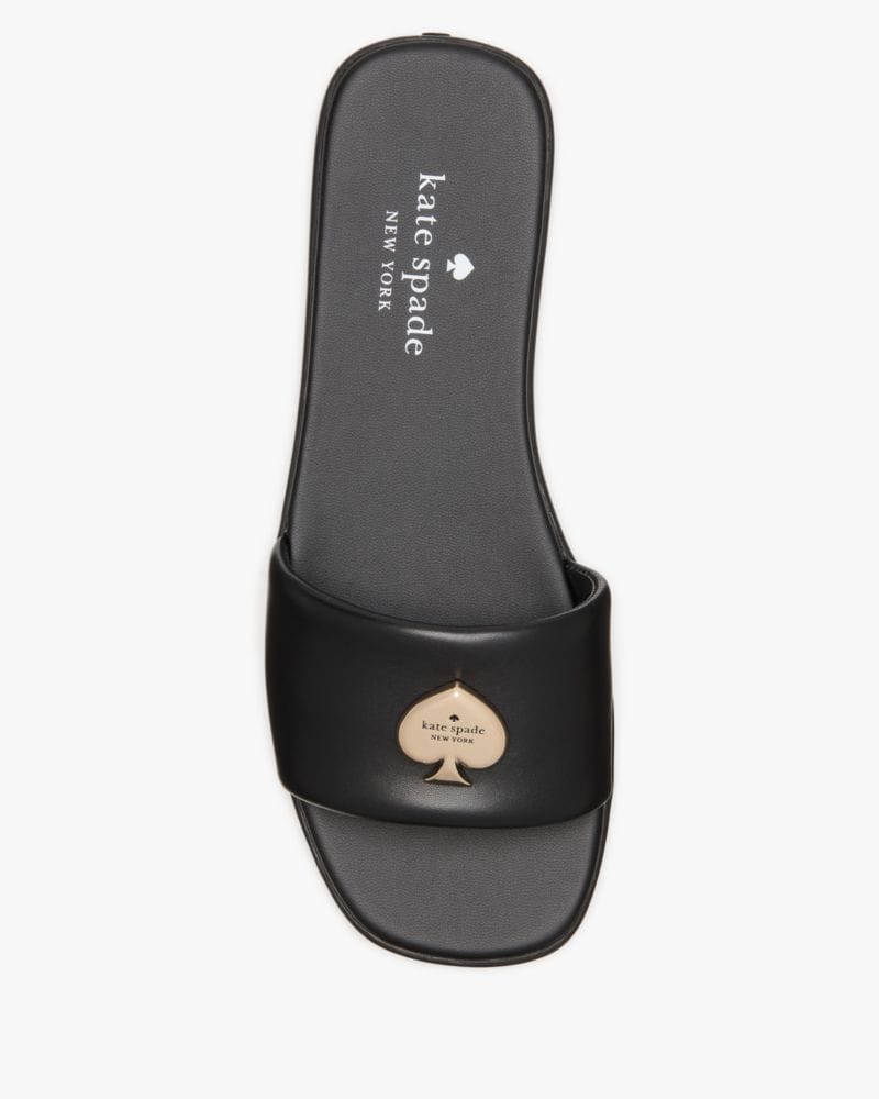 Katespade Kendall Smooth Leather Slide Sandal Black