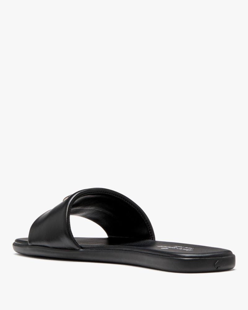 Katespade Kendall Smooth Leather Slide Sandal Black