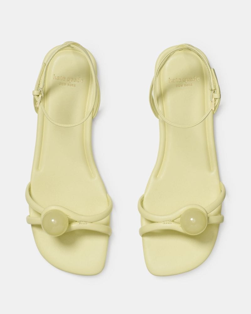 Katespade Harmony Smooth Leather Flat Sandal Pale Citron